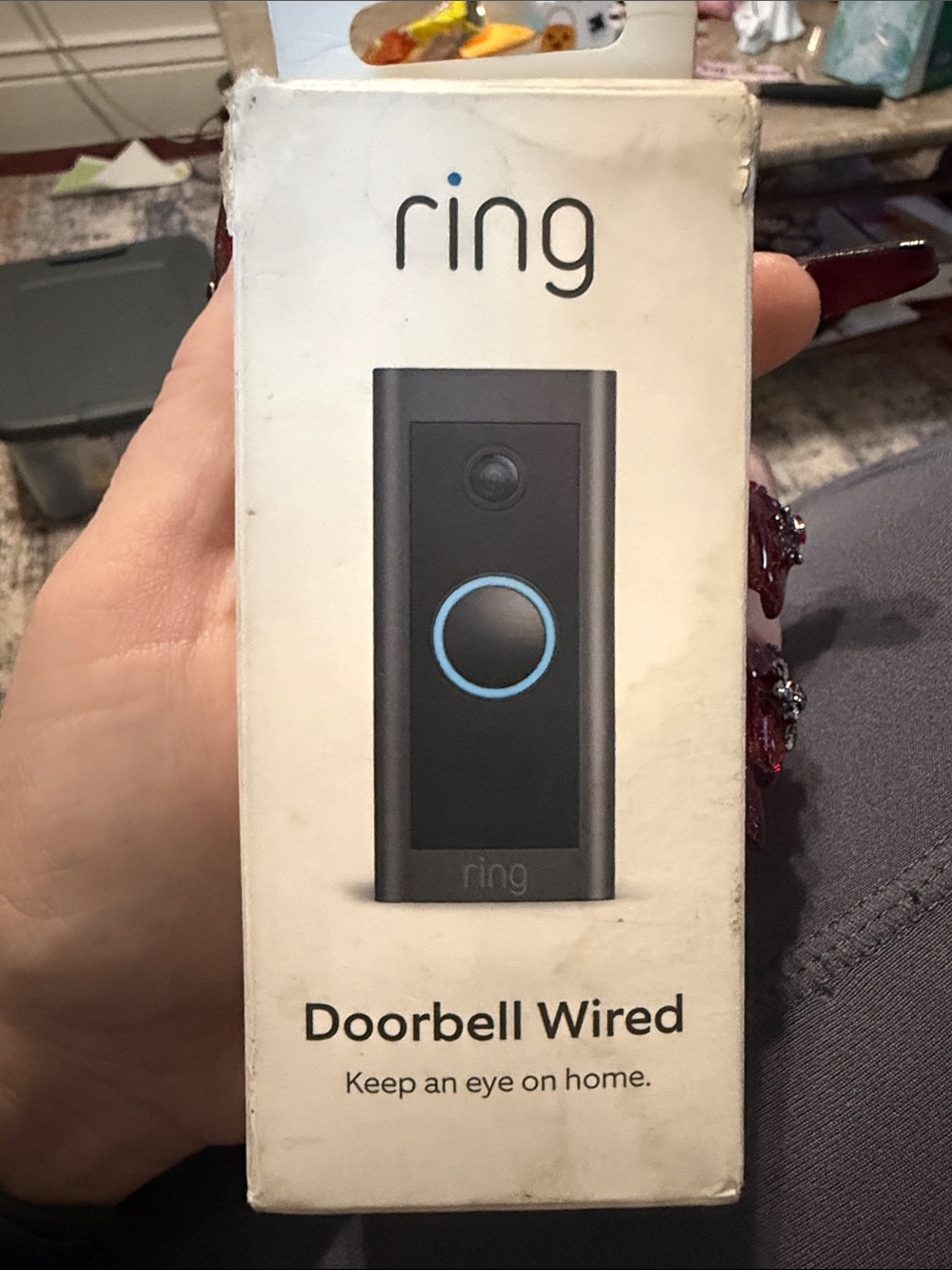 Ring Doorbell Wired - Black with Blue Indicator